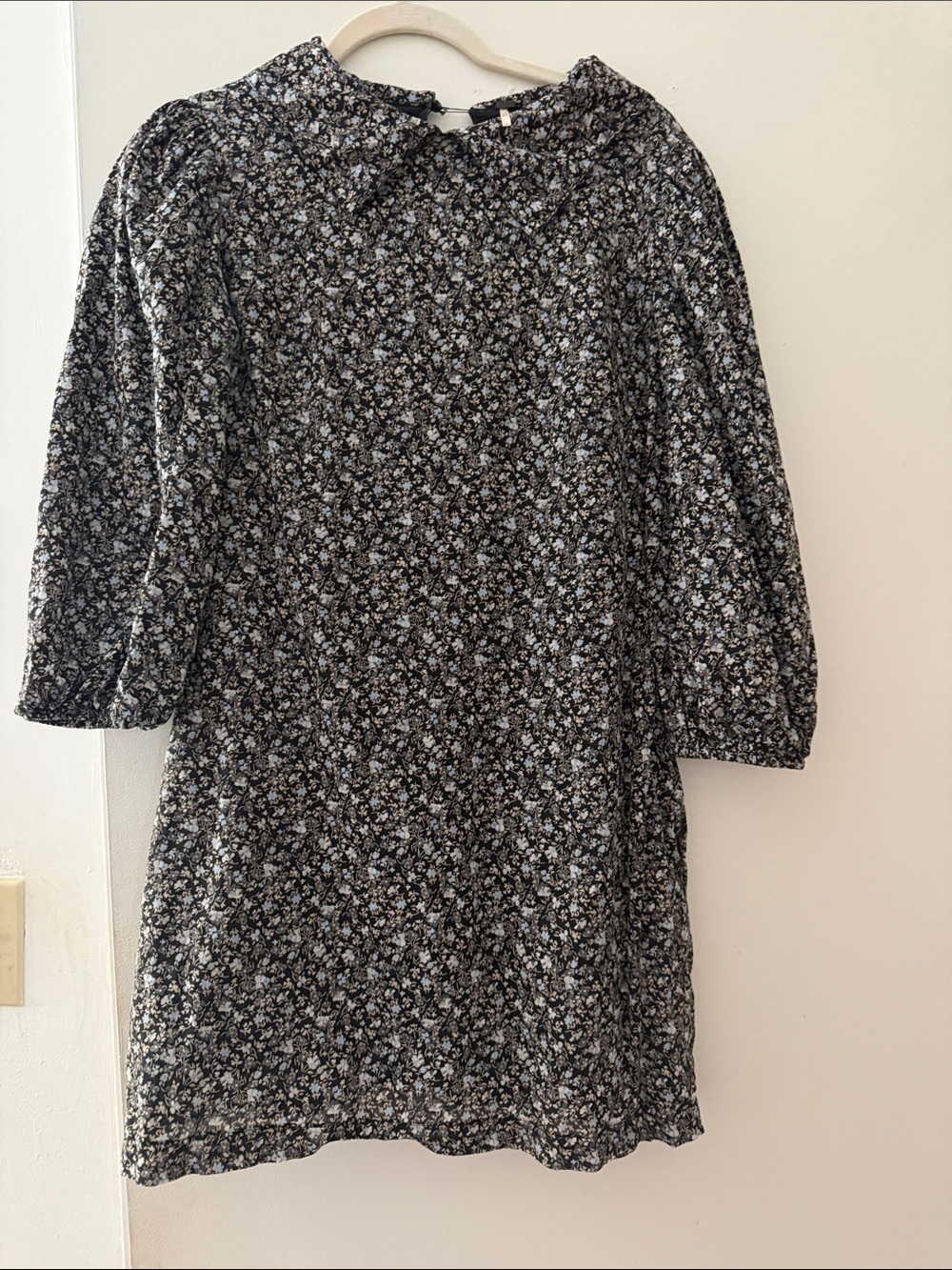 Free People Black Floral Long-Sleeve Shift Dress